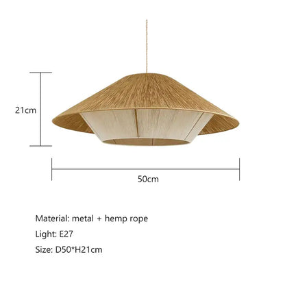 Woven conical pendant lamp in natural beige made of handmade hemp rope by decorbites ideal for kitchen light decor