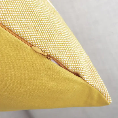 Yellow woven geometric tassels cushion cover with gold zipper for living room decorbites geometric tassels pillow