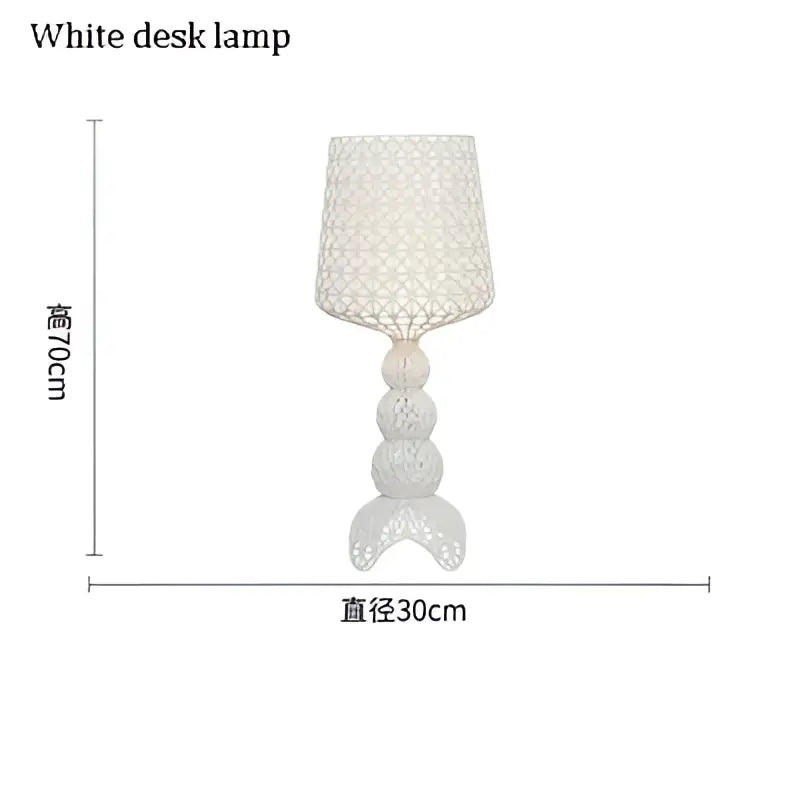 White floor lamp with woven white acrylic kabuki lace-like mesh shade and sculpted base for living room decorbites acrylic kabuki