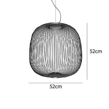 Black spherical woven wireframe pendant light with polished chrome finish ideal for dining room lighting