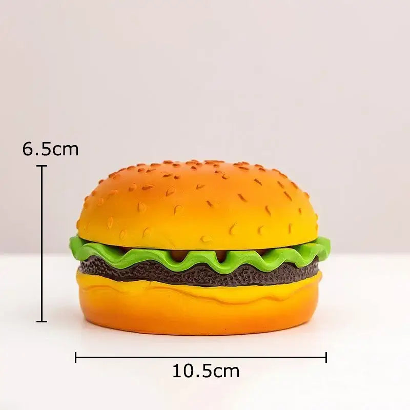 Yellow and green cartoon burger ashtray with vibrant orange and yellow plastic design for office table decor
