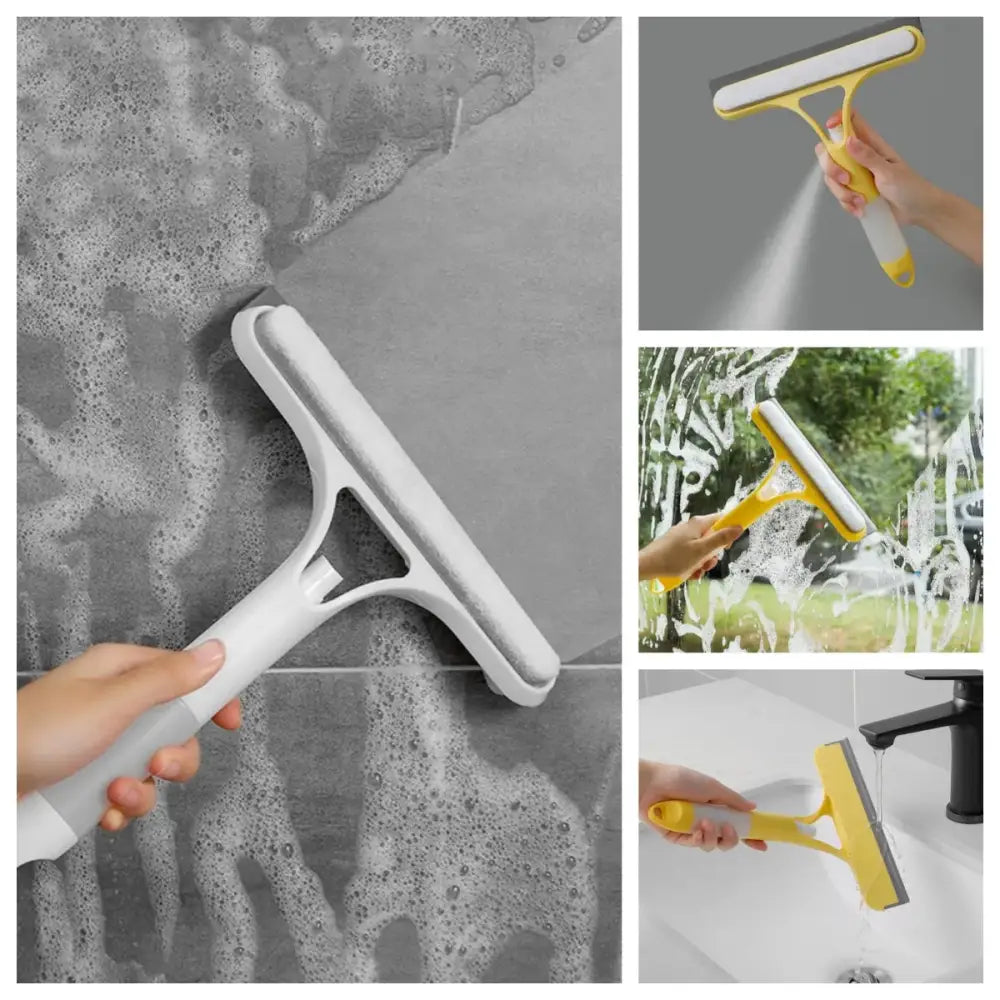 Yellow and white glass cleaning brush squeegee with soft rubber blade for cleaning bathroom tiles decorbites glass cleaning