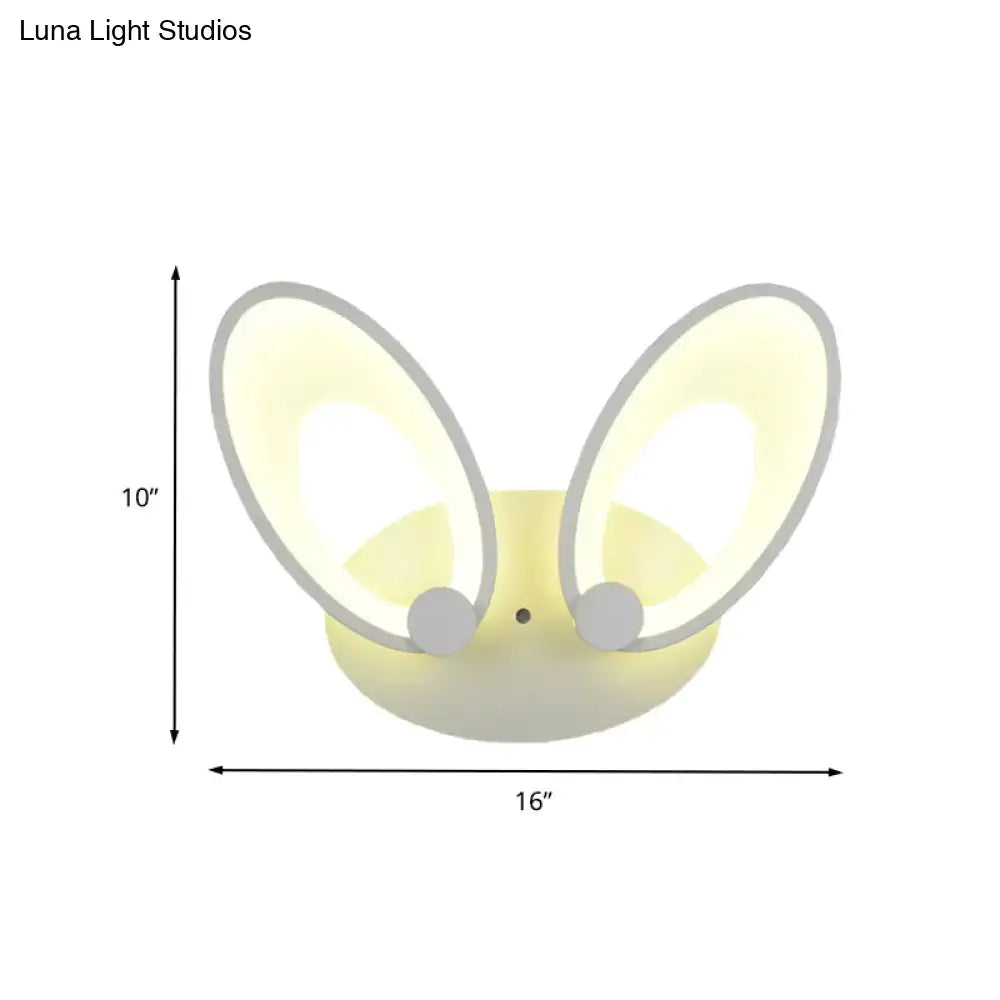 Yellow bunny led ceiling light with soft yellow shade white finish round gray cheeks for bedroom decor