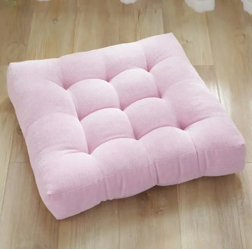 Pink tufted corduroy cushion complementing decorbites inyahome square floor pillow for living room meditation use