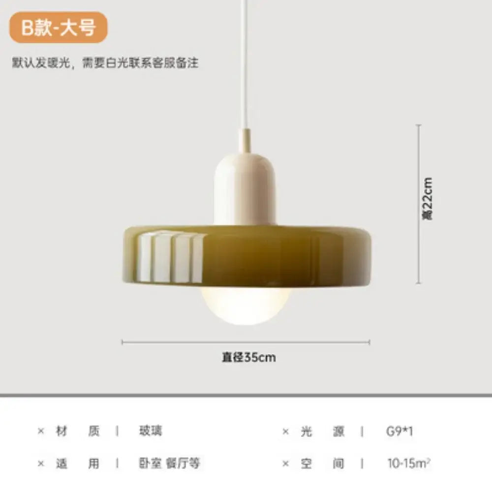 Yellow and olive green nordic canteen chandelier kitchen pendant light with matte glass shade and cream nordic canteen top