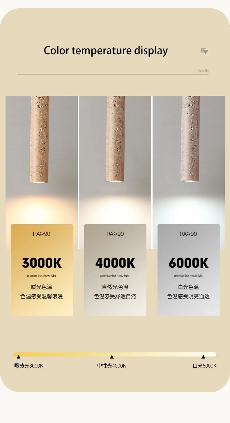 Color temperature display panel with 3000k warm white 4000k natural daylight and 6000k cool white for yellow stone pendant light