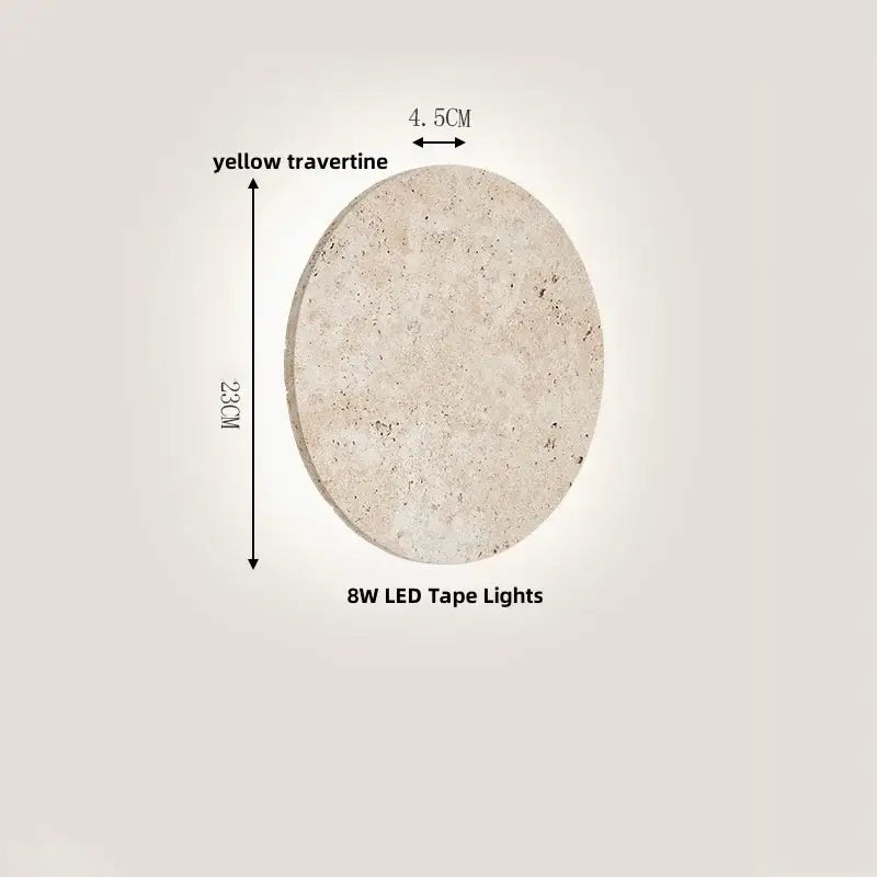 Yellow travertine circular led wall lights with integrated 8w led tape lights for bedroom decorbites led wall sconce set