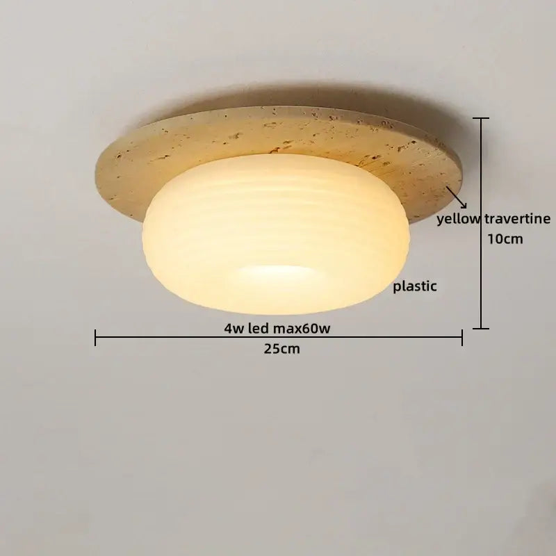 Yellow travertine ceiling light with opaque diffuser in decorbites led yellow flush mount for bedroom decor