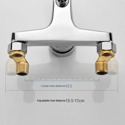 Chrome-finished zinc alloy dual-handle shower faucet with brass threaded connectors and adjustable center hole distance for cold water housing material