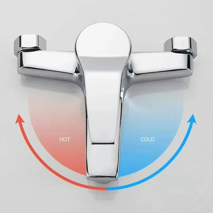 Chrome finished zinc alloy dual-handle bathtub faucet with hot and cold water controls and durable housing material